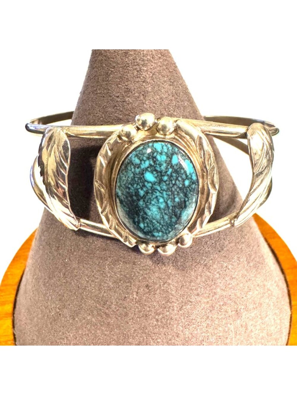 Sterling Silver 925 Southwestern Style Turquoise Cuff Bracelet Size Small